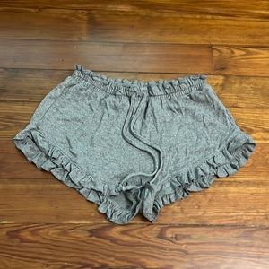 Grey ruffle sleep shorts (S)